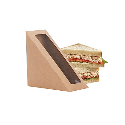 Paper Box Sandwich Wedge Window Brown
