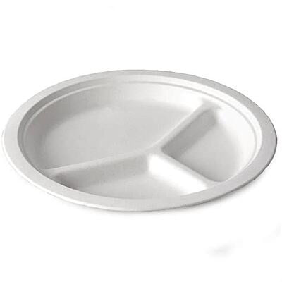 Bagasse Plate 9" 3-compartment